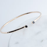 Sol and Venus Gold Open Cuff Bracelet with Black Spinel