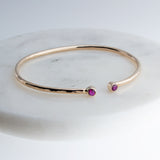 Sol and Venus Gold Open Cuff Bracelet with Red Ruby