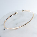 Sol and Venus Gold Open Cuff Bracelet with Green Peridot