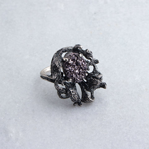 Sterling Silver Ring with Purple Druzy