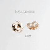 SOLID GOLD Stud Earrings with White Faceted Topaz 3mm