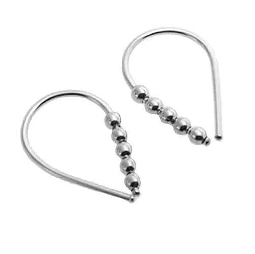 20 GA Sterling Silver Teardrop with 5 Silver Beads Hoop Earrings