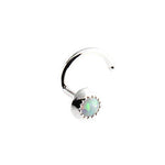 Sterling Silver Nose Screw Stud with White Opal for the Left -Right Side