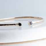 Sol and Venus Gold Open Cuff Bracelet with Black Spinel