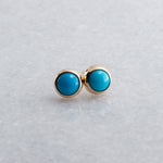 SOLID GOLD Stud Earrings with Sleeping Beauty Turquoise 5 mm