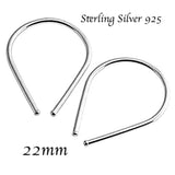 Sterling Silver 20 GA Piercing Teardrop Hoop Horseshoe Arc Hook Earrings