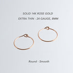 SOLID ROSE GOLD Extra Small Hoop 8 mm Earrings