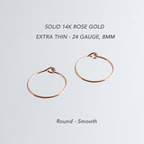 SOLID ROSE GOLD Extra Small Hoop 8 mm Earrings