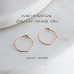 SOLID ROSE GOLD Small Hoop 12 mm Earrings