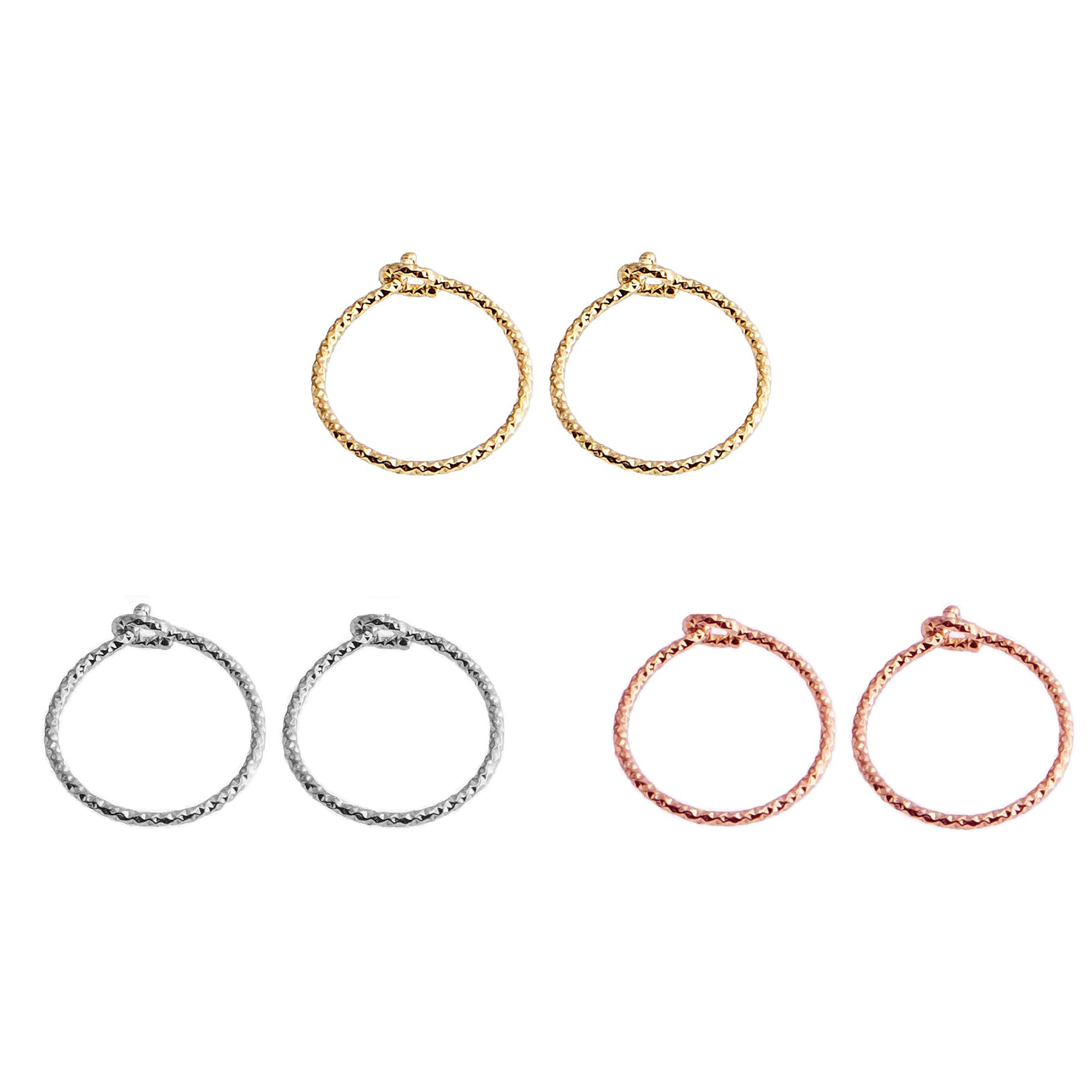 20 GA Sparkle Wire Snap Hoop Earrings - 3-Pair Set