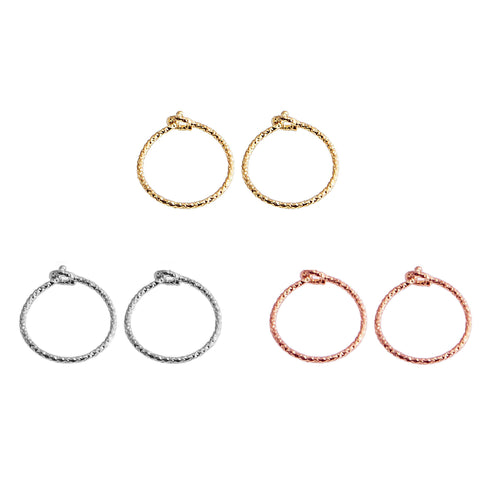 Sterling Silver, Rose Gold Filled, Gold Filled Sparkle Wire Snap Hoop Earrings