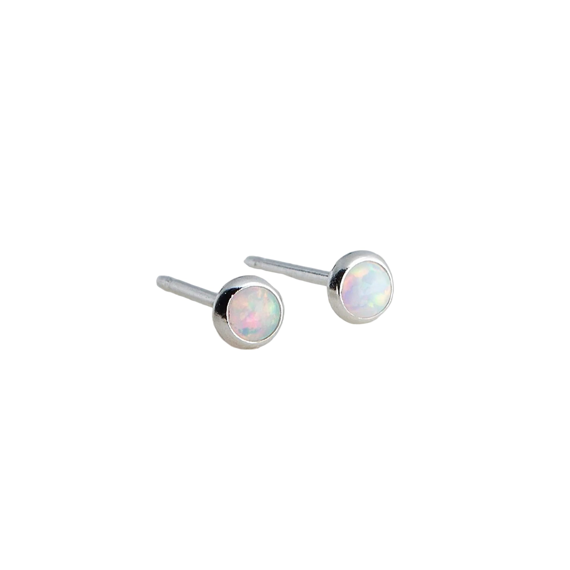 Sterling Silver White Opal Stud Earrings