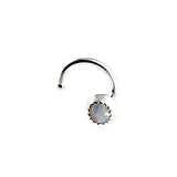 Sterling Silver Nose Screw Stud with White Opal for the Left -Right Side