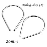 Sterling Silver 20 GA Piercing Teardrop Hoop Horseshoe Arc Hook Earrings