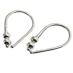 Sterling Silver 19 GA Piercing Teardrop Hoop Horseshoe Arc Hook Earrings with 2 Silver Beads