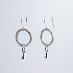 Sterling Silver Hammered Hoop Earrings with Kite Shaped Component