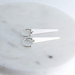 Sterling Silver Hoop Earrings with Silver Beads and Trapezoid Drop