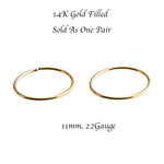 Gold Filled Small 11 mm Hoop Earrings 22 gauge