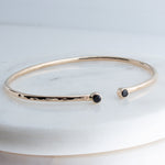 Sol and Venus Gold Open Cuff Bracelet with Black Spinel