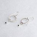 Sterling Silver Hammered Hoop Earrings with Kite Shaped Component