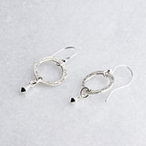 Sterling Silver Hammered Hoop Earrings with Kite Shaped Component