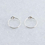 Sterling Silver Extra Small 7 mm Hammered Hoop Earrings gauge 22