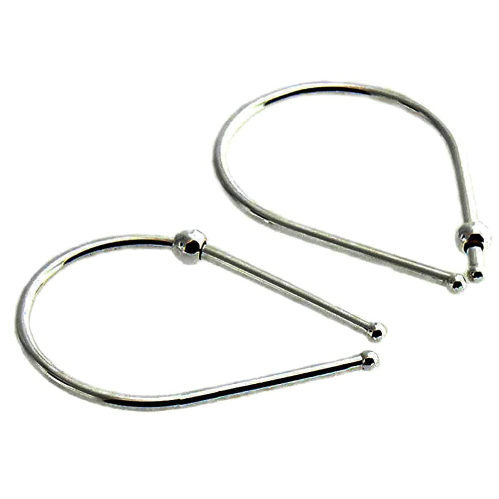 20 GA Sterling Silver Teardrop with Silver Bead Hoop Earrings