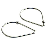 Sterling Silver 20 GA Piercing Teardrop Hoop Horseshoe Arc Hook Earrings with 1 Silver Bead