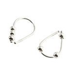 Sterling Silver 19 GA Piercing Teardrop Hoop Horseshoe Arc Hook Earrings with 3 Silver Beads