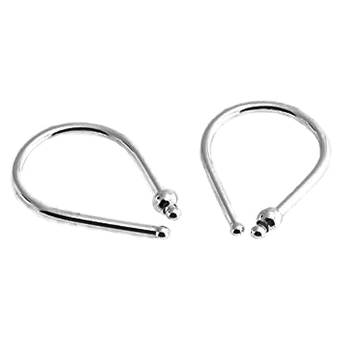 Sterling Silver 19 GA Piercing Teardrop Hoop Horseshoe Arc Hook Earrings with 1 Silver Bead