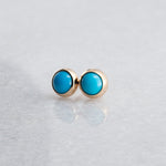 SOLID GOLD Stud Earrings with Sleeping Beauty Turquoise 5 mm