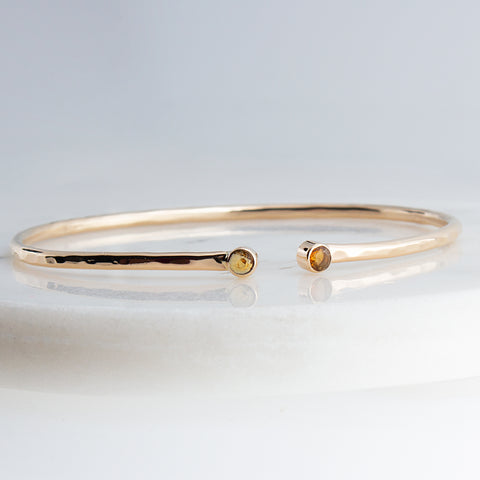 Sol and Venus Gold Open Cuff Bracelet with Citrine
