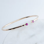 Sol and Venus Gold Open Cuff Bracelet with Red Ruby