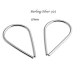 Sterling Silver 20 GA Piercing Teardrop Hoop Horseshoe Arc Hook Earrings