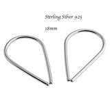 Sterling Silver 20 GA Piercing Teardrop Hoop Horseshoe Arc Hook Earrings