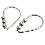 Sterling Silver 19 GA Piercing Teardrop Hoop Horseshoe Arc Hook Earrings with 3 Silver Beads