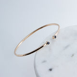 Sol and Venus Gold Open Cuff Bracelet with Black Spinel