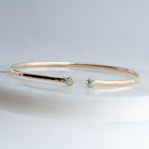 Sol and Venus Gold Open Cuff Bracelet with Opal