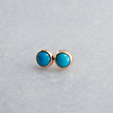 SOLID GOLD Stud Earrings with Sleeping Beauty Turquoise 5 mm