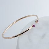 Sol and Venus Gold Open Cuff Bracelet with Red Ruby