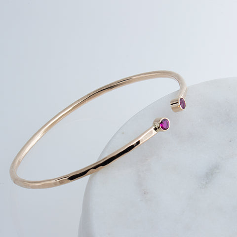 Sol and Venus Gold Open Cuff Bracelet with Red Ruby