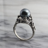 Sterling Silver with Black Saltwater Tahitian Pearl Ring