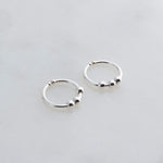 Sterling Silver Tiny Hoop Earrings with Silver Beads