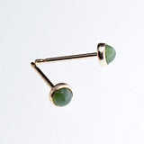 Gold Filled Stud Earrings with Green Jade 3 mm