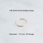 SOLID GOLD Open Ring Nose 7.5 mm Hoop