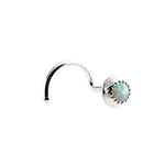 Sterling Silver Nose Screw Stud with White Opal for the Left -Right Side