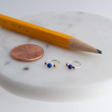 Sterling Silver Extra Thin Petite Hoop Earrings with Lapis Lazuli