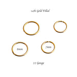 Sol and Venus Gold Filled 2 Pair Set of 7 mm and 8 mm Hoop Earrings 22 GA