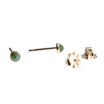 Gold Filled Stud Earrings with Green Jade 3 mm