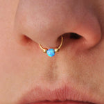 Sol and Venus Blue Opal Nose Ring - Add a Touch of Glamour to Your Style 7mm